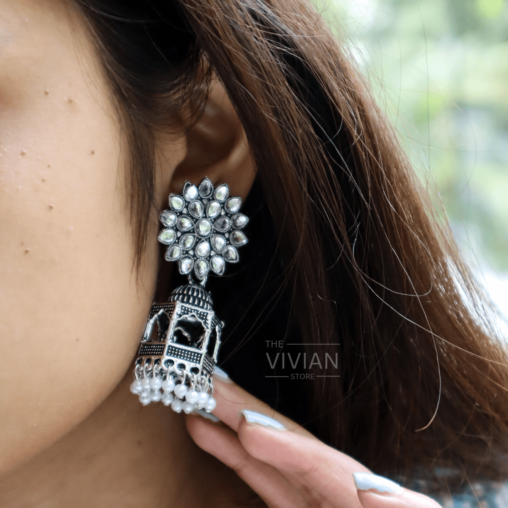 Gorgeous Collection Of 4 Oxidised Jhumkas With Free Adjustable Ring - The Vivian Store