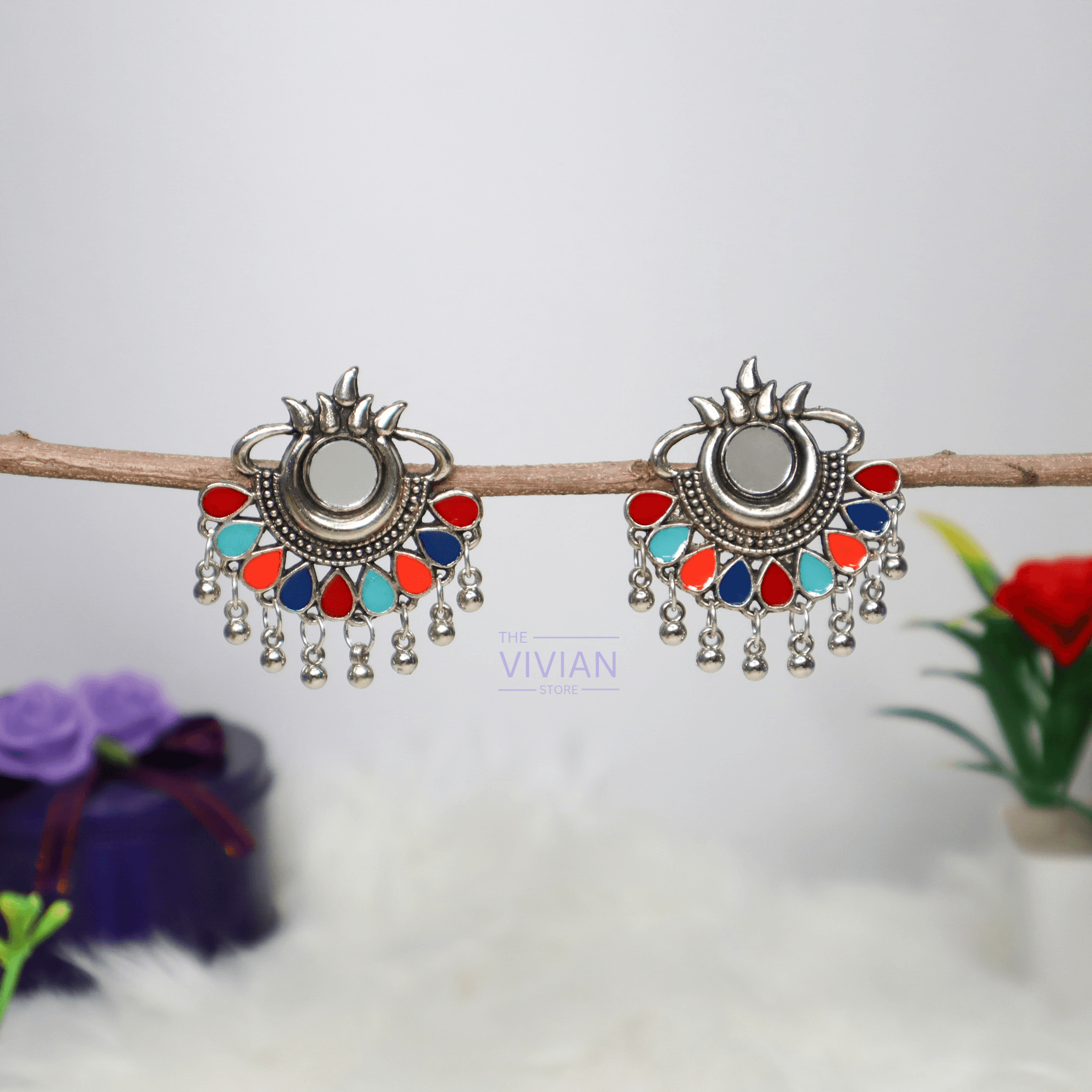 Set Of 4 earrings With Adjustable Bangle & Ring - The Vivian Store