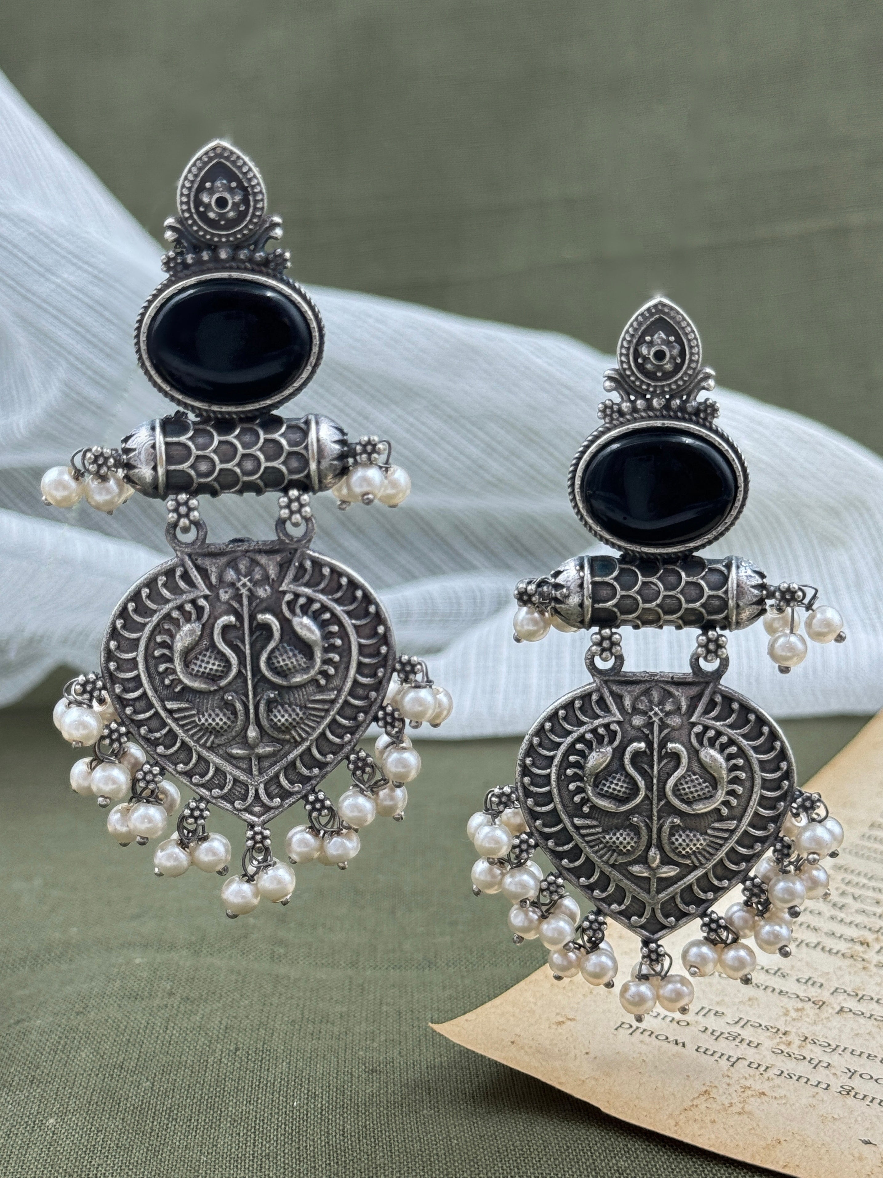 Dwarka Oxidised Pearls Beaded Drops