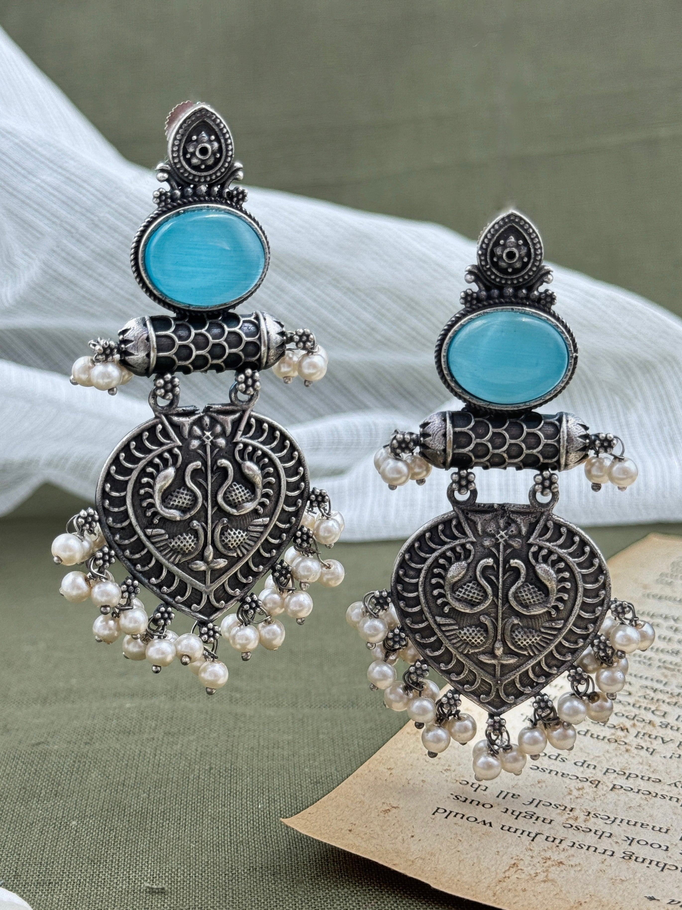 Dwarka Oxidised Pearls Beaded Drops