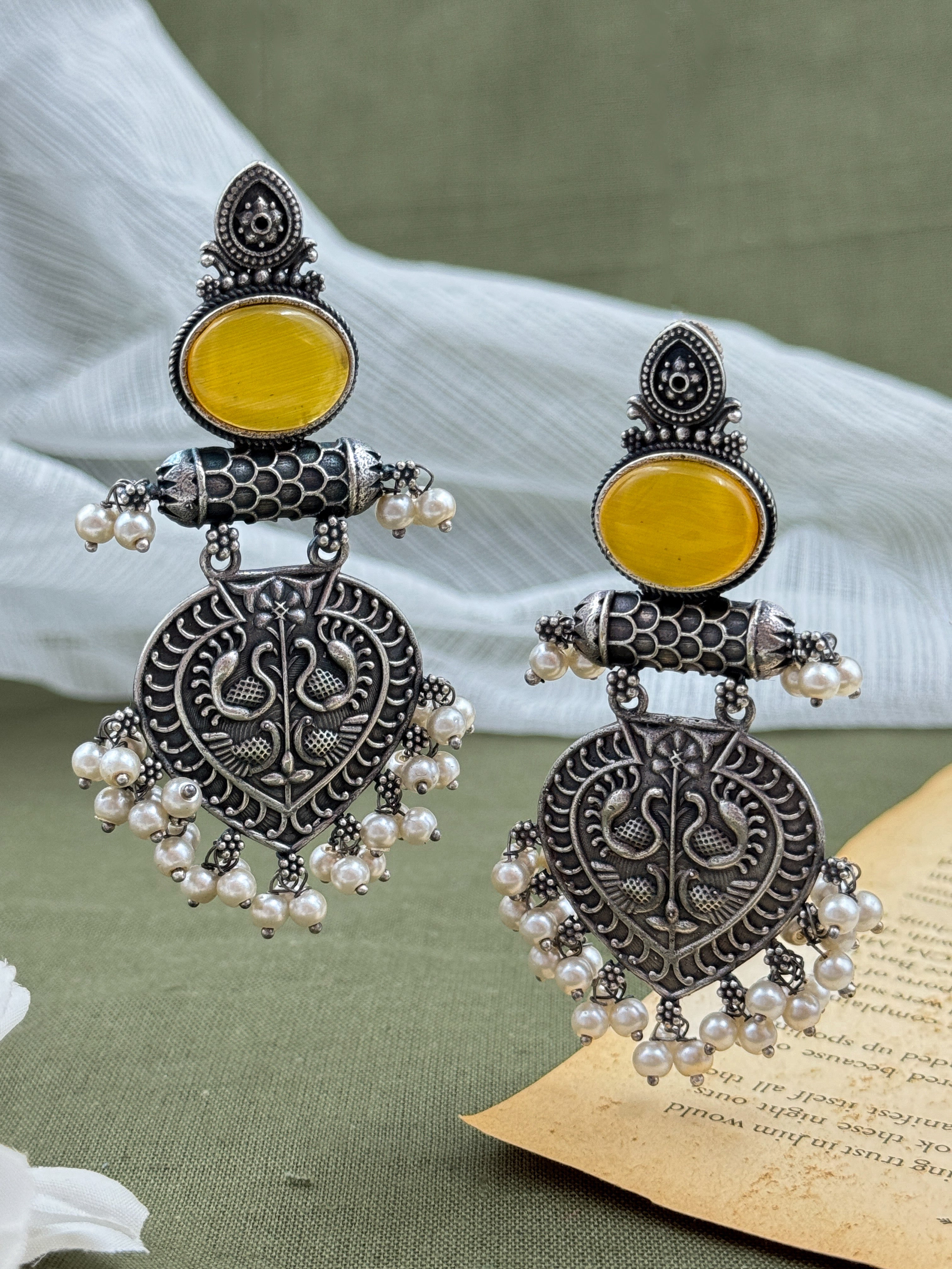 Dwarka Oxidised Pearls Beaded Drops