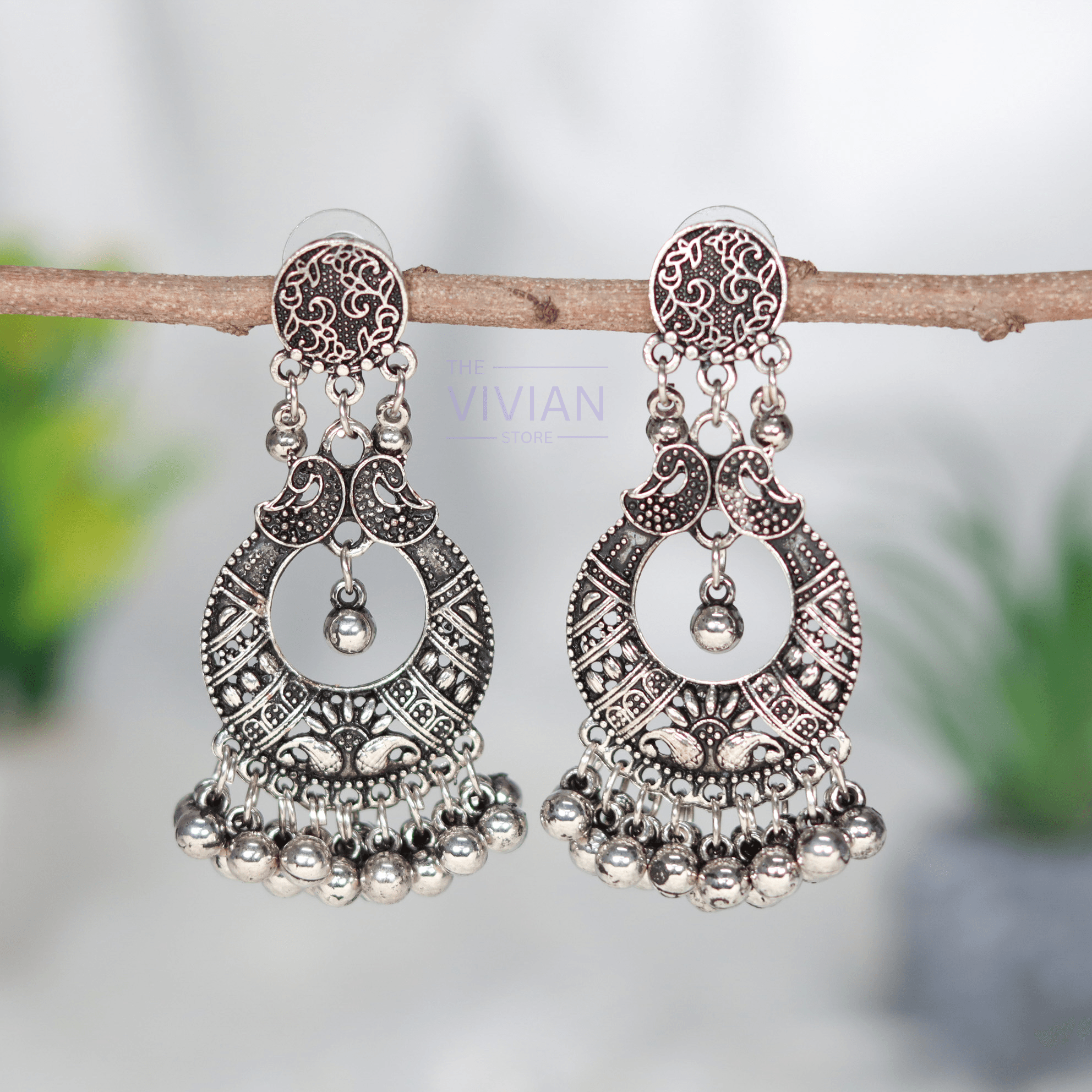 Gorgeous Collection Of 4 Oxidised Jhumkas With Free Adjustable Ring - The Vivian Store