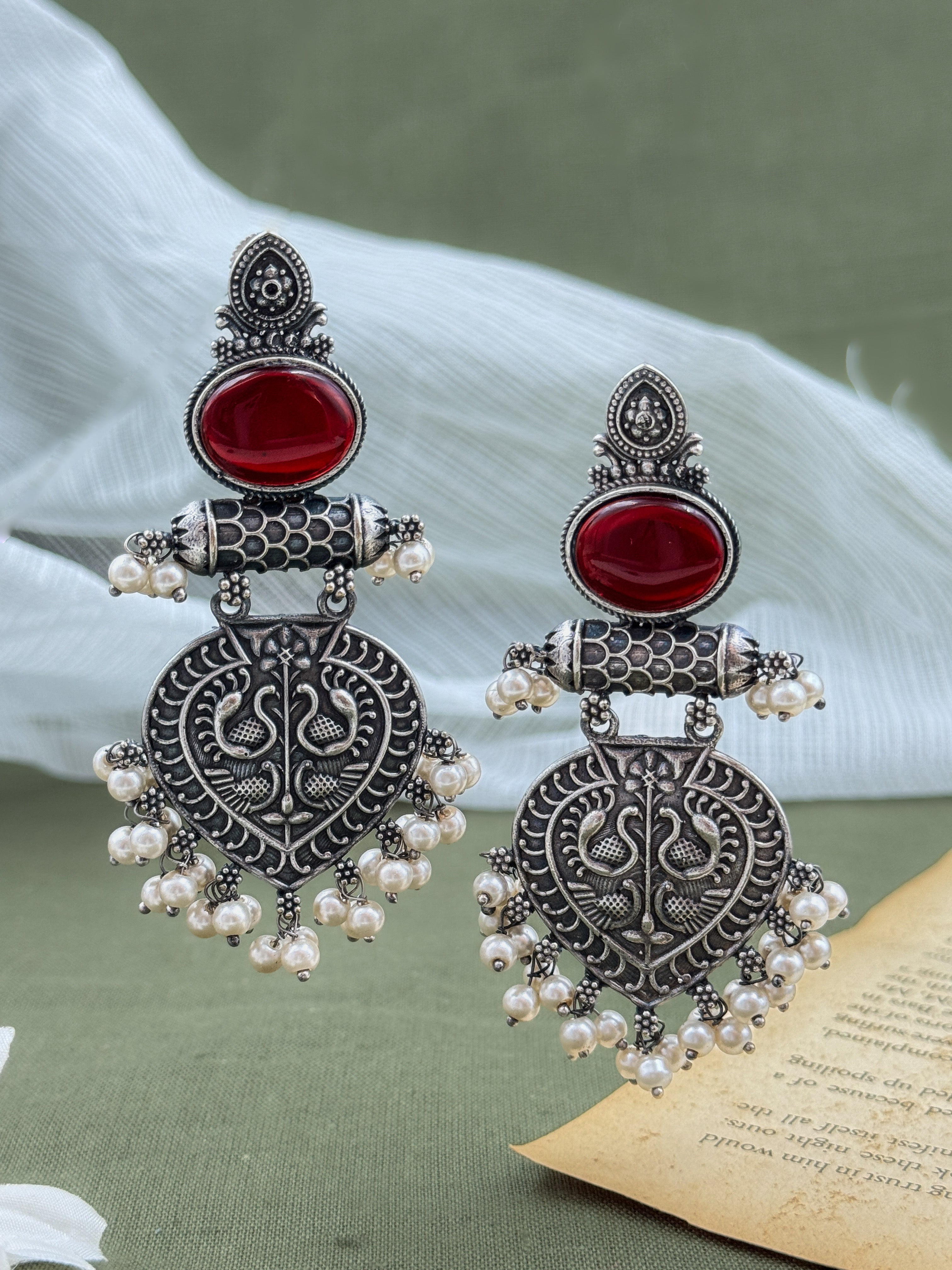 Dwarka Oxidised Pearls Beaded Drops