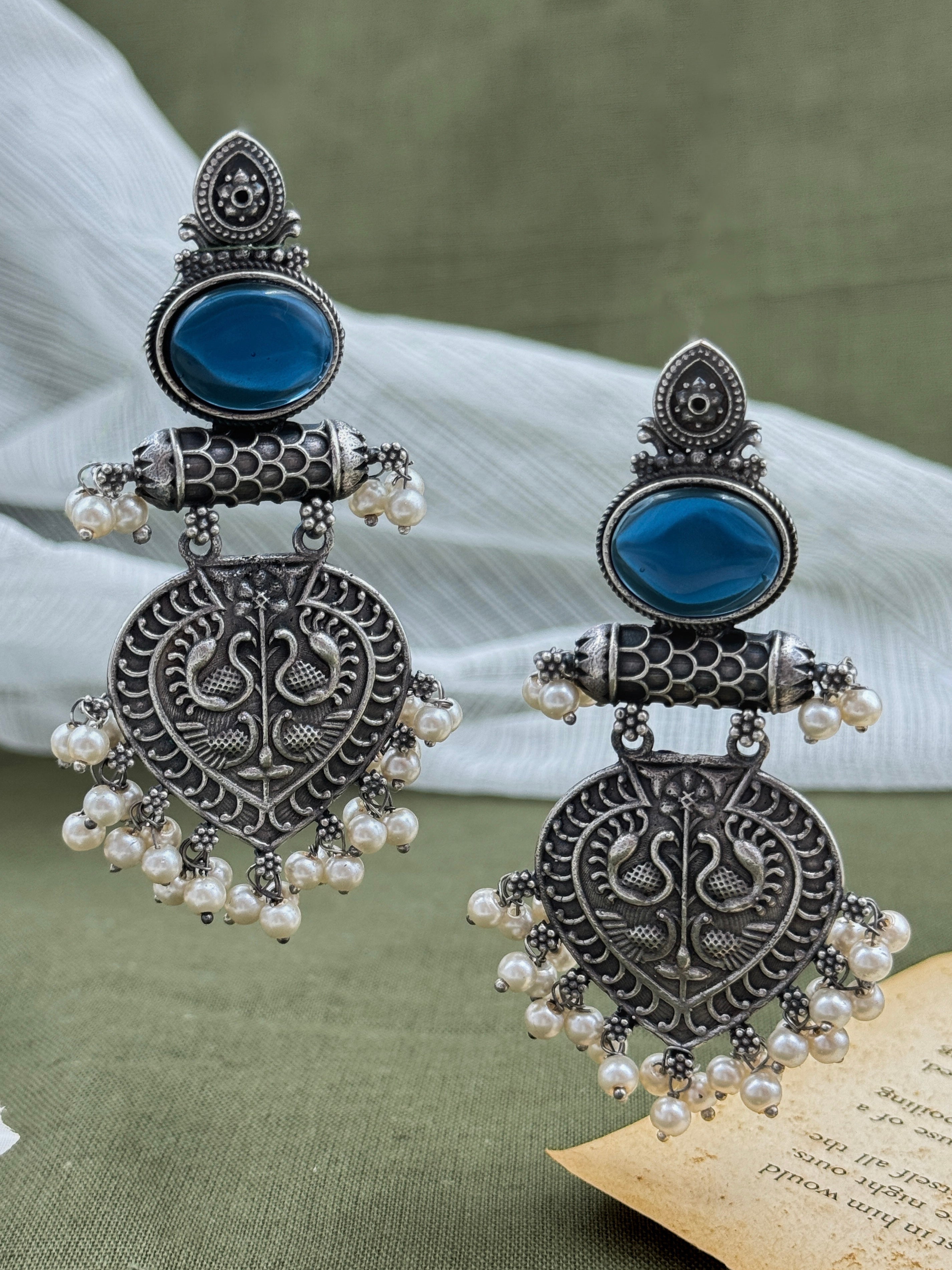 Dwarka Oxidised Pearls Beaded Drops