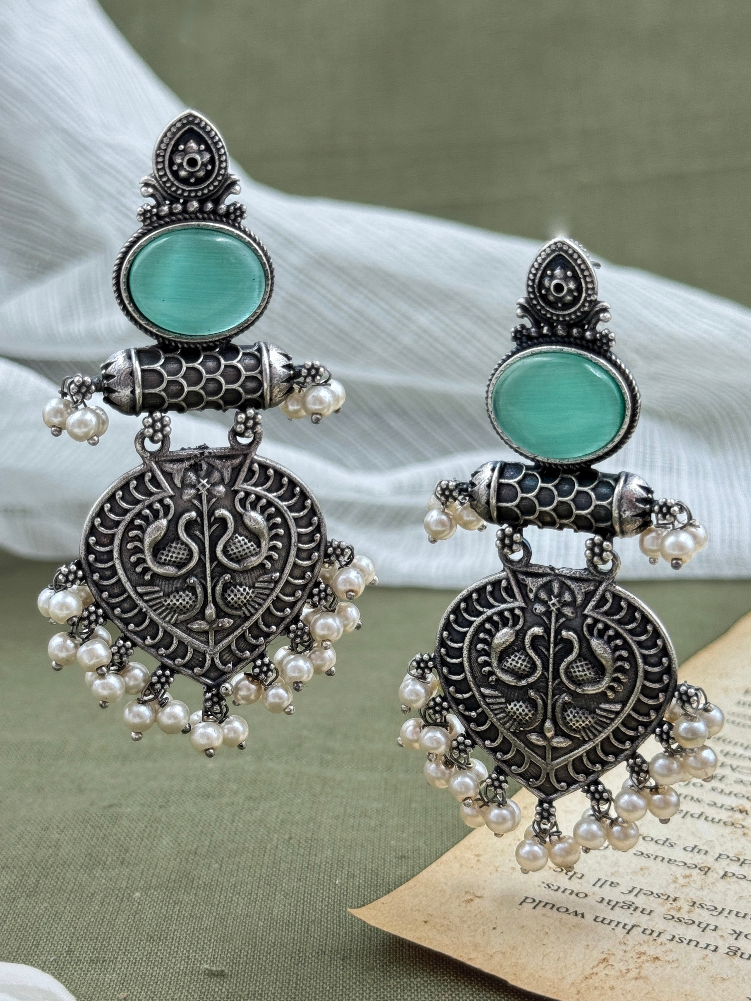 Dwarka Oxidised Pearls Beaded Drops