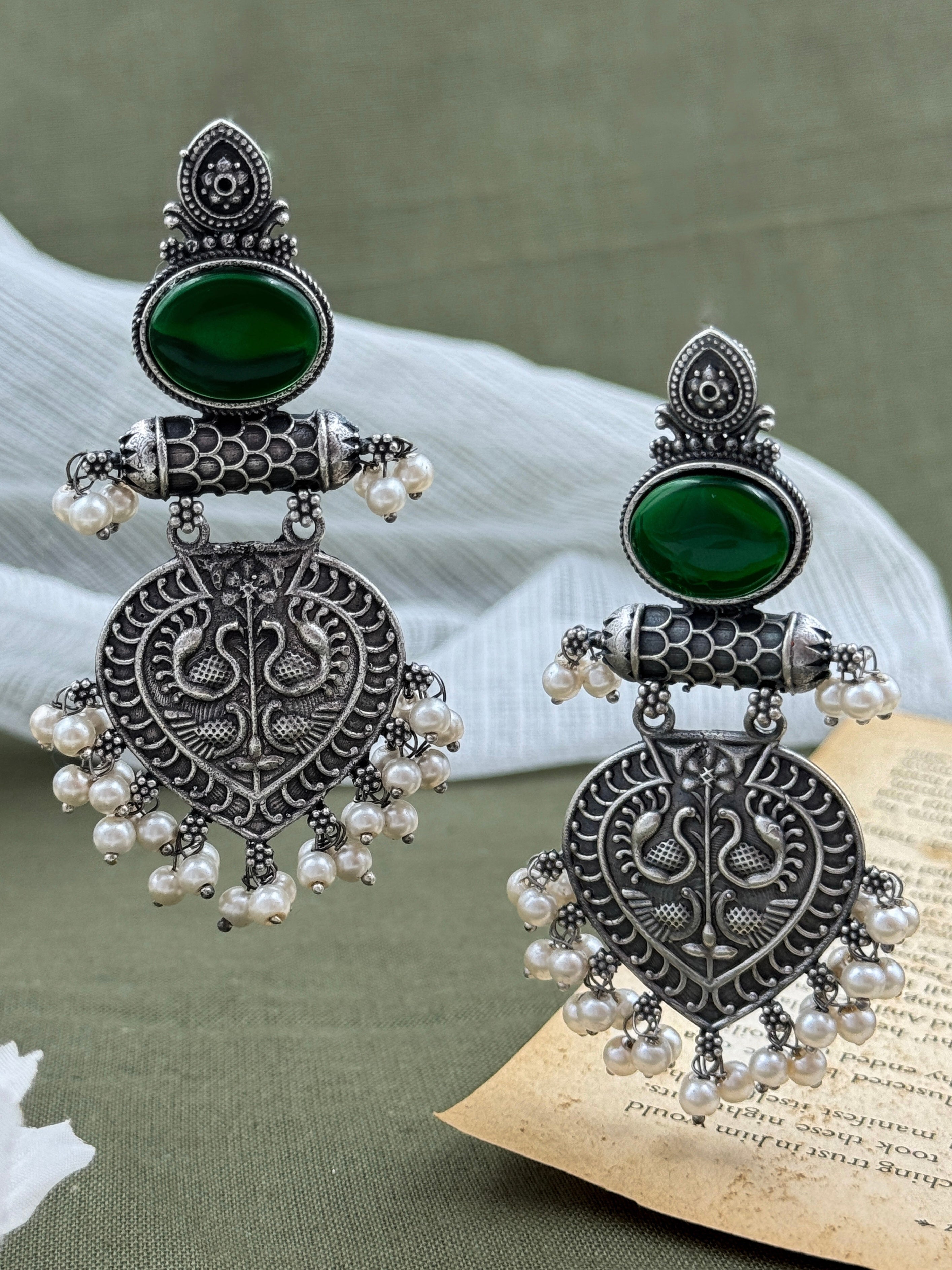 Dwarka Oxidised Pearls Beaded Drops