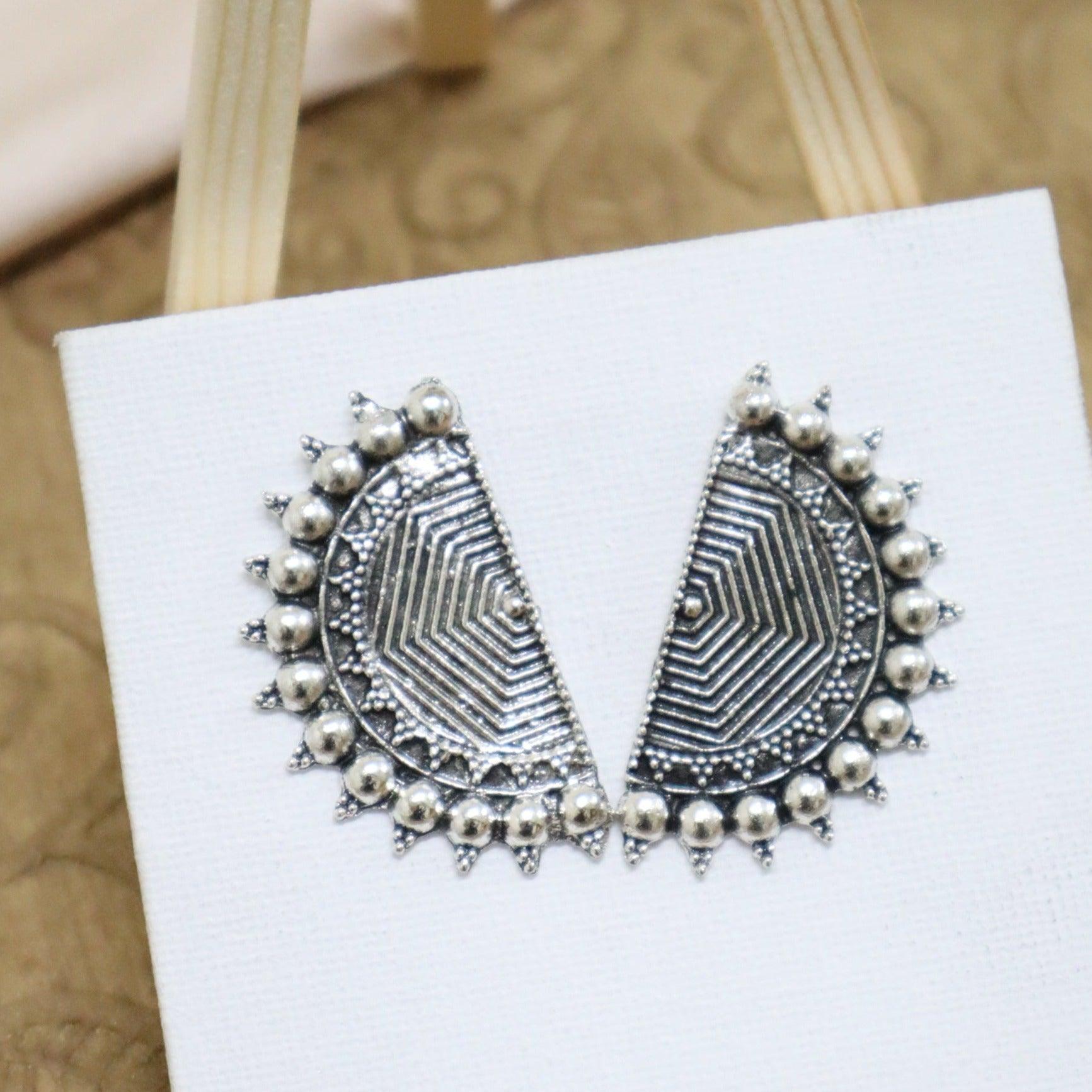 Beautiful Semicircle Oxidised Earrings - The Vivian Store