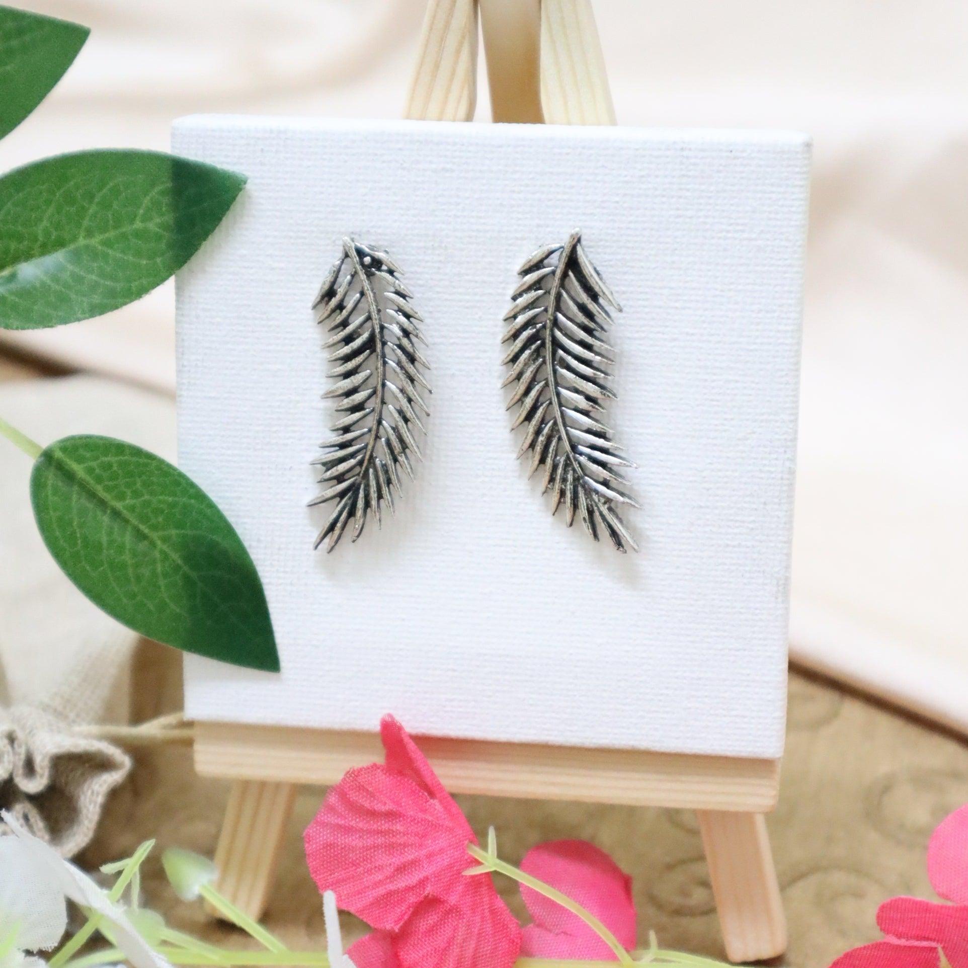 Beautiful leaf Oxidised Earrings - The Vivian Store