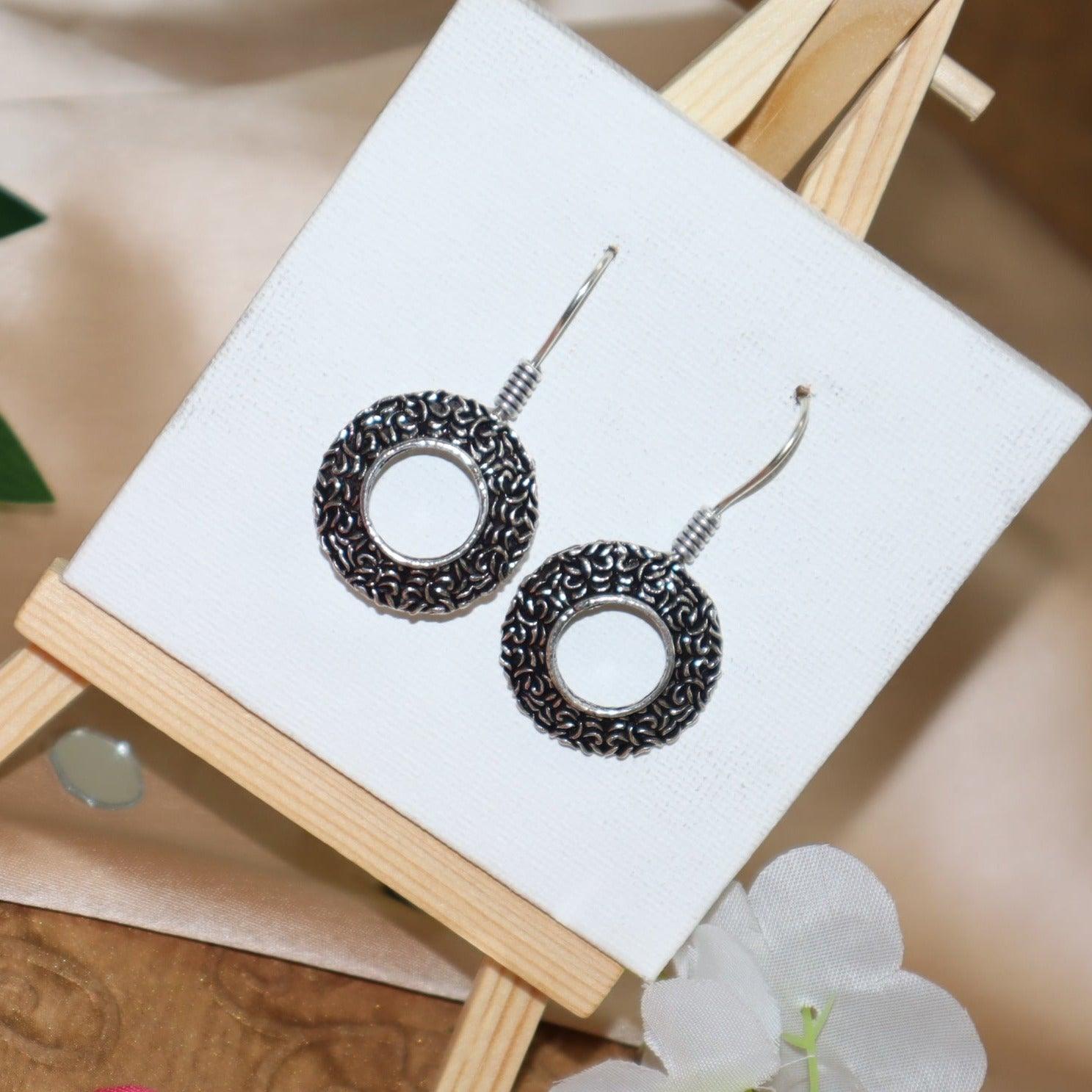 Beautiful Round Oxidised Earrings jhumka - The Vivian Store