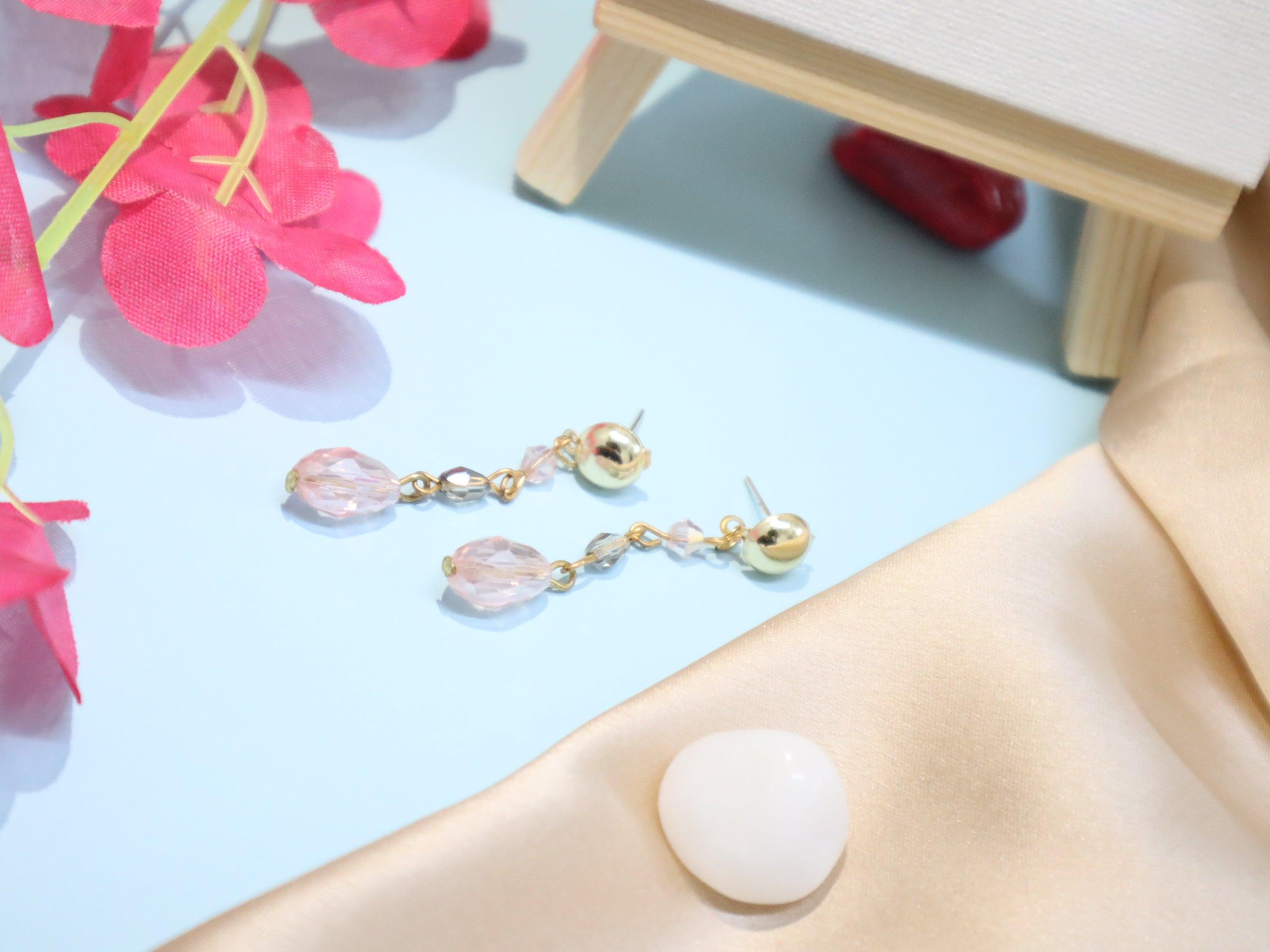 The Vivian store pink stone earrings - The Vivian Store