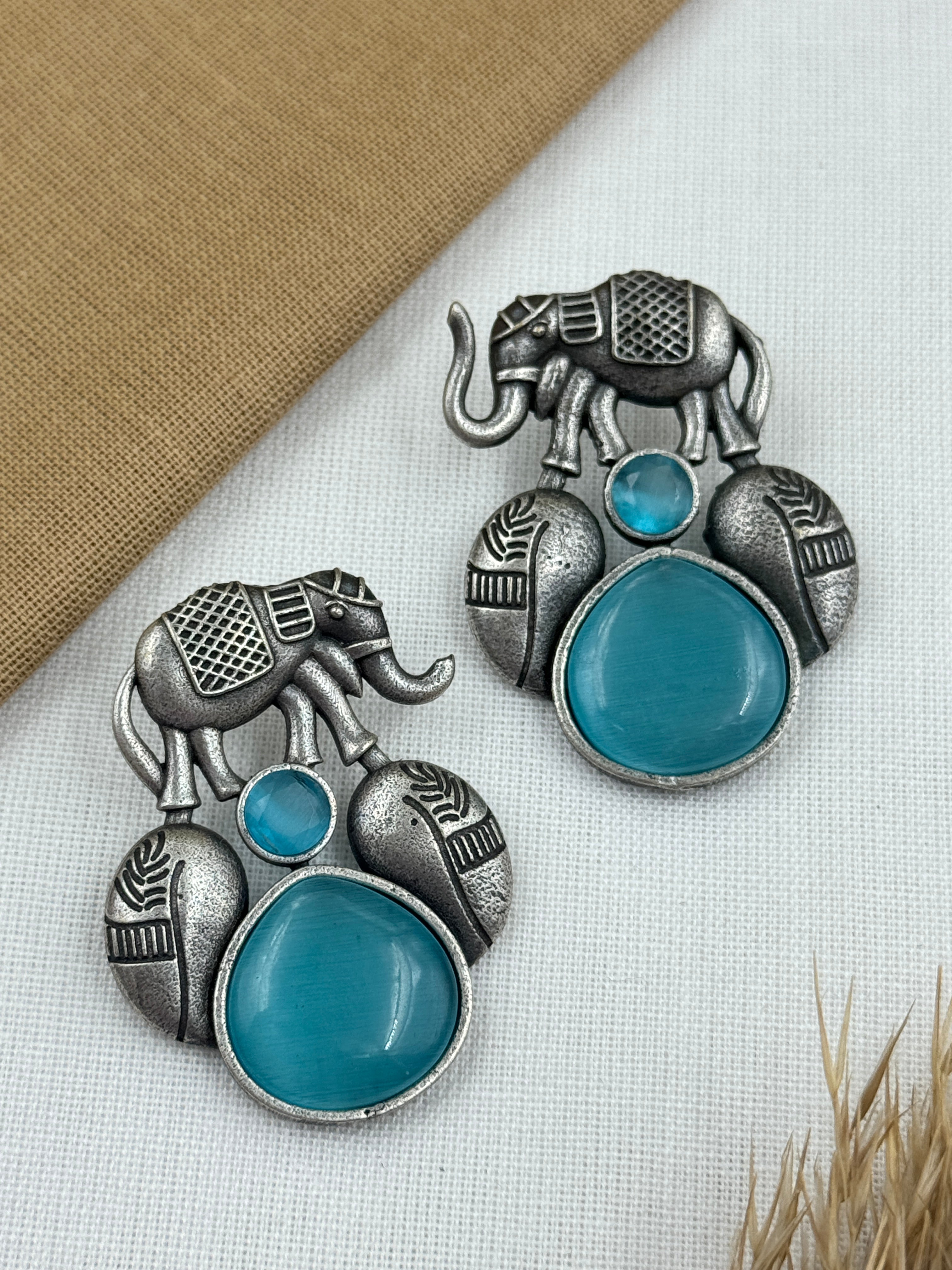 Silverish Hasthi Studs