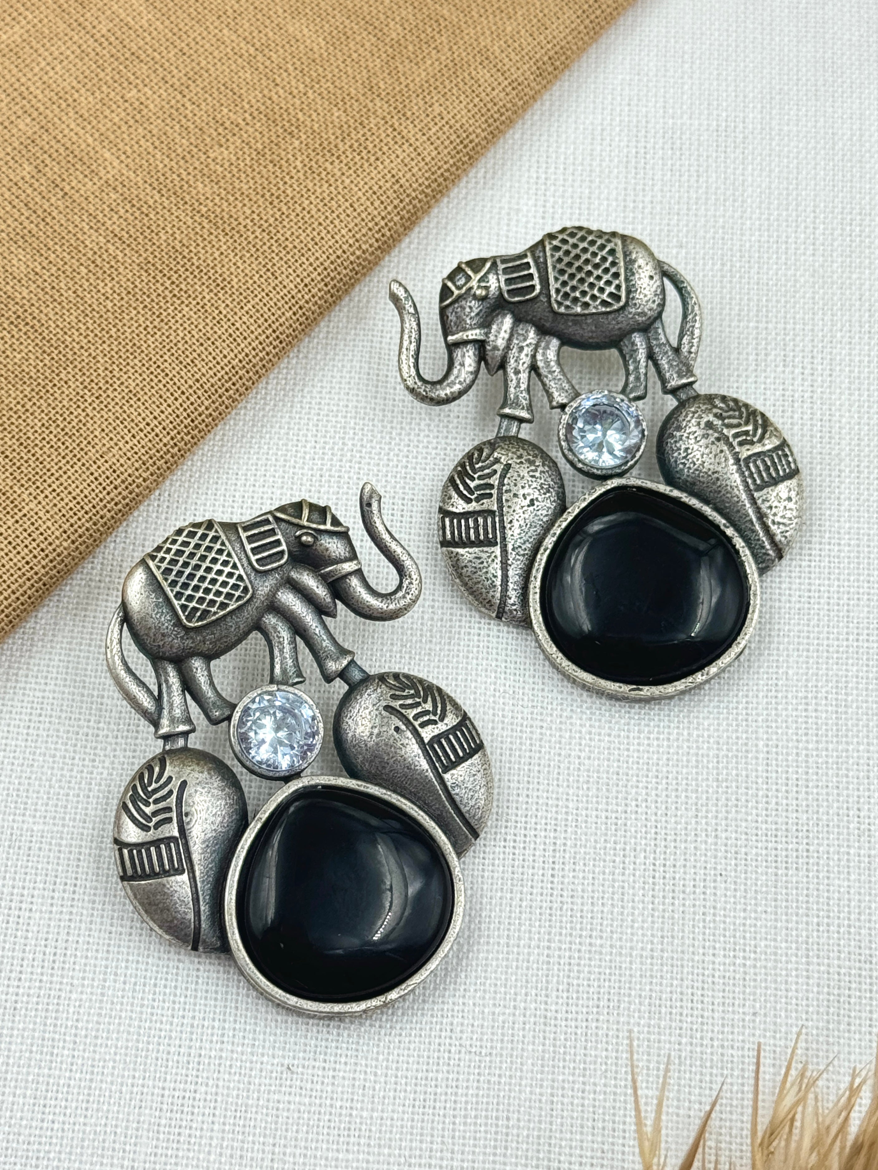 Silverish Hasthi Studs