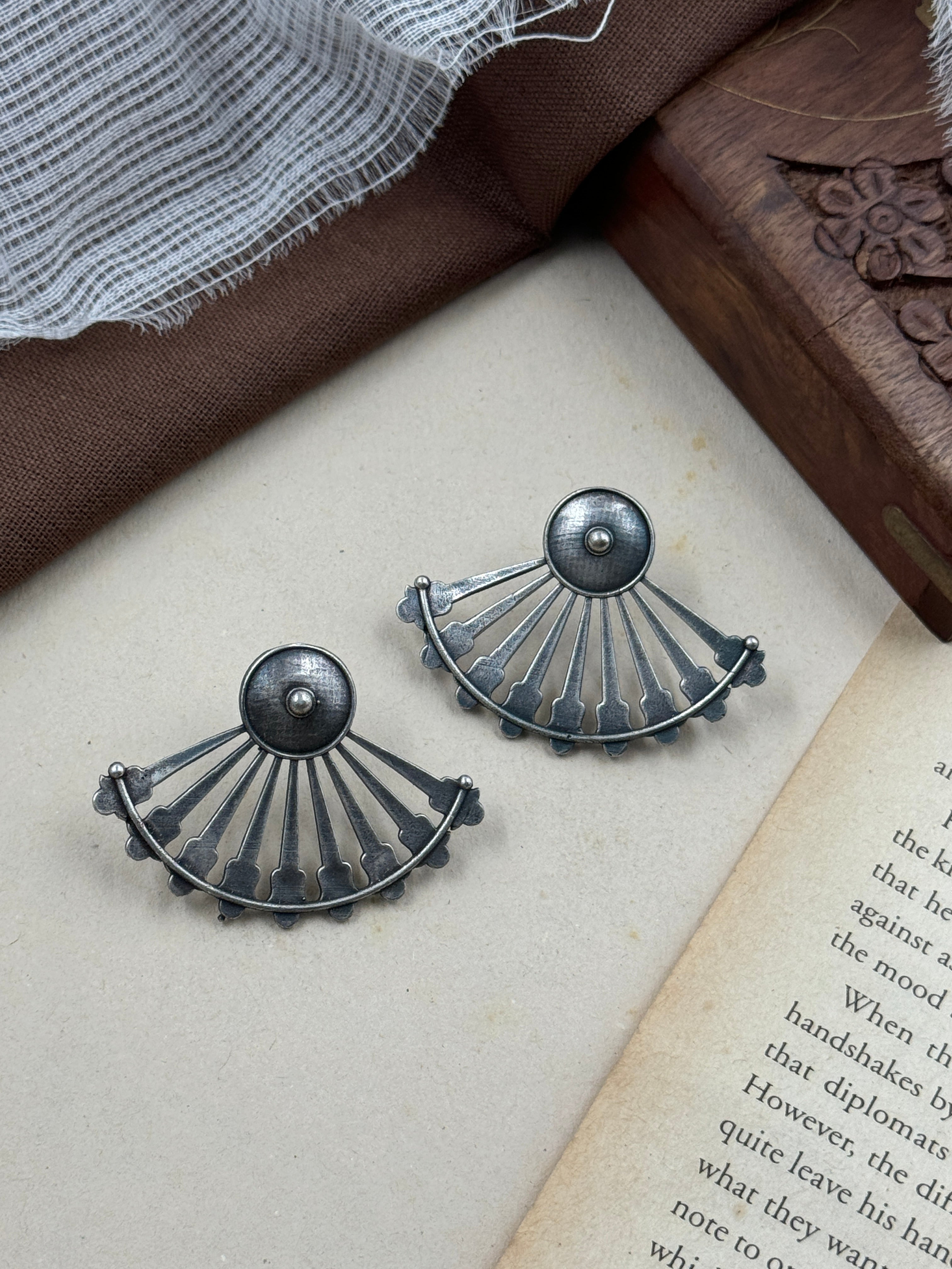 silver oxidsed earrings, oxidized studs, drops, tops, 