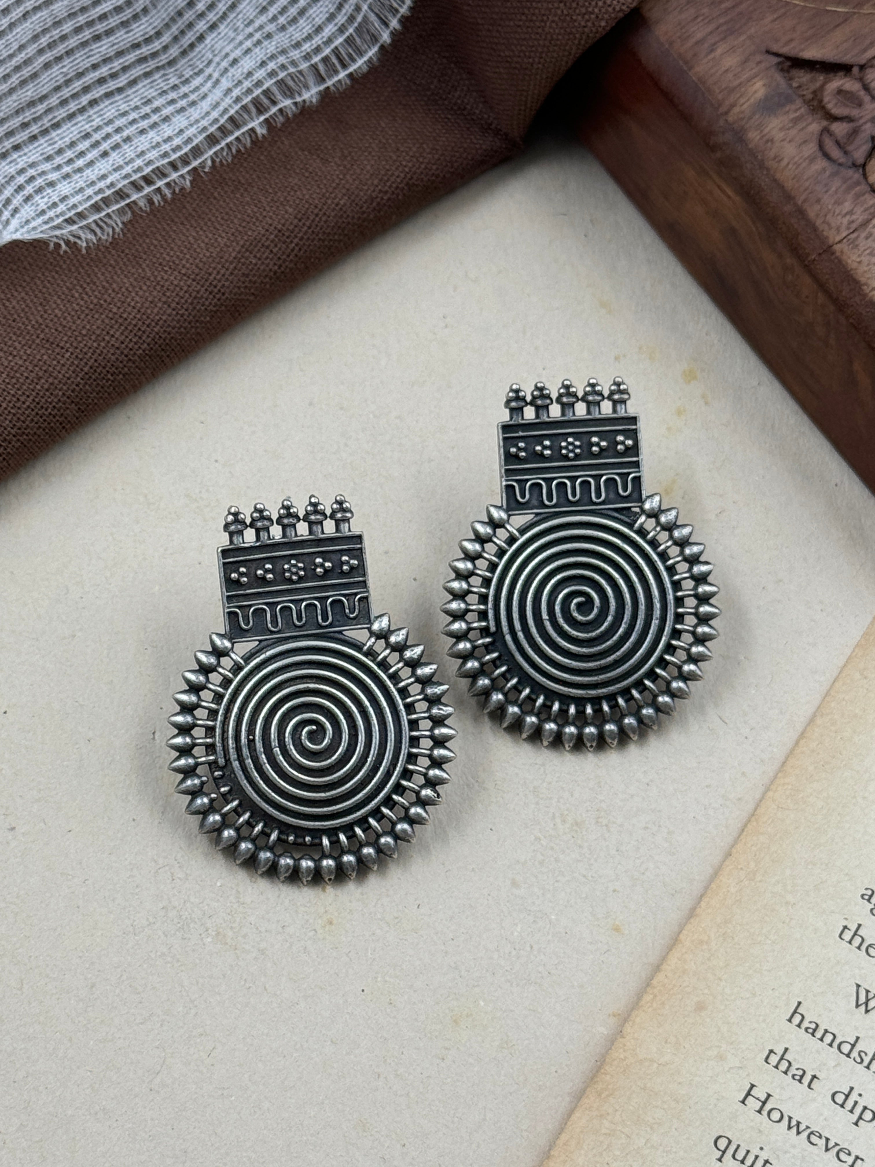 silver studs, oxidized earrings, hoops, earringstops 