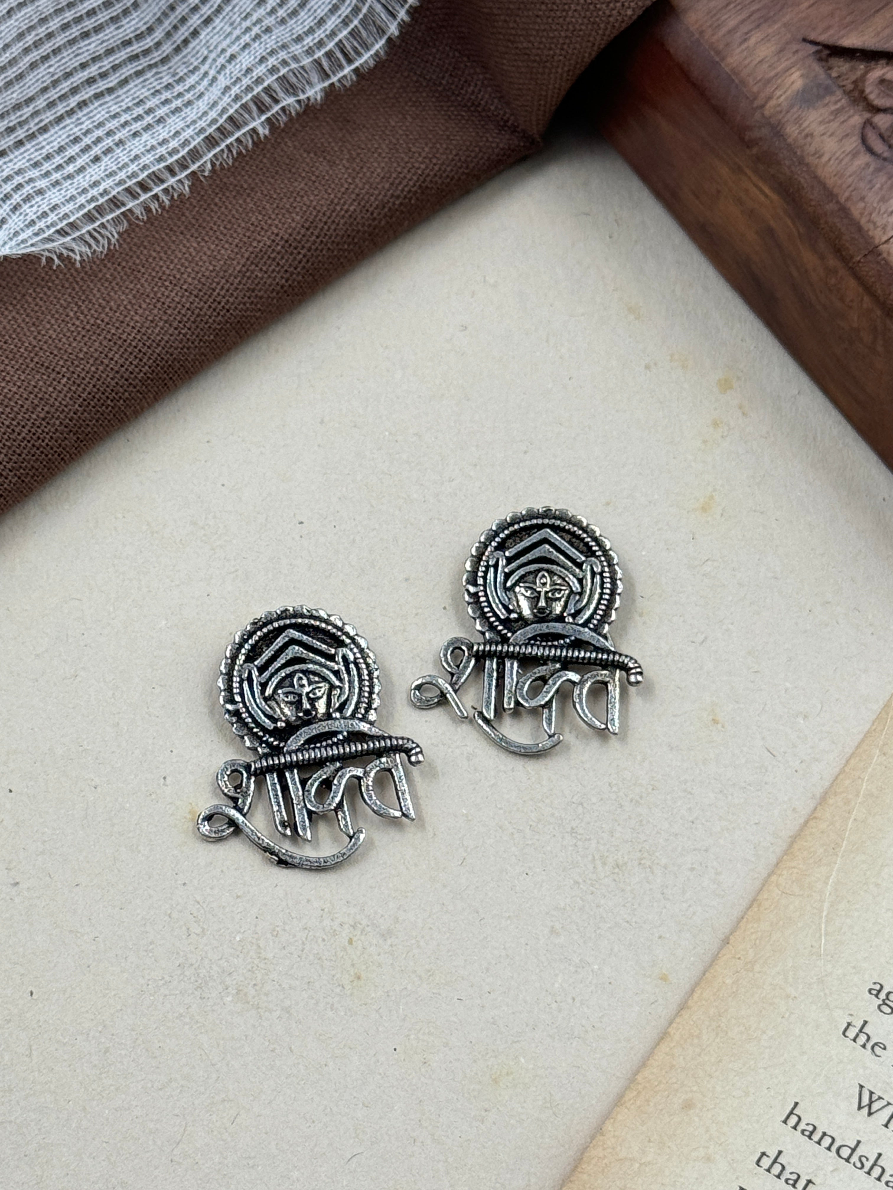 devi earings, navratri earings, shakti earings, silver earings, oxidised earings